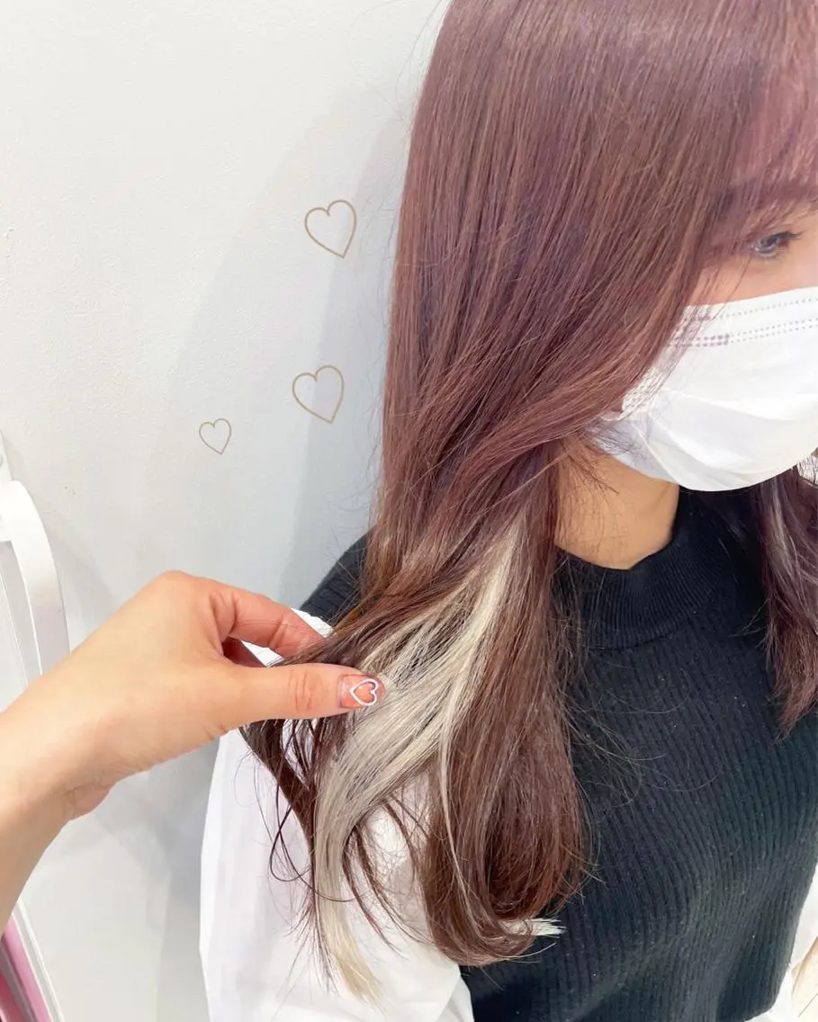 セミロング カラー シールエクステ レッドカラー エクステ 新宿駅近♡個室 ♡関口三都季🌜のヘアスタイル