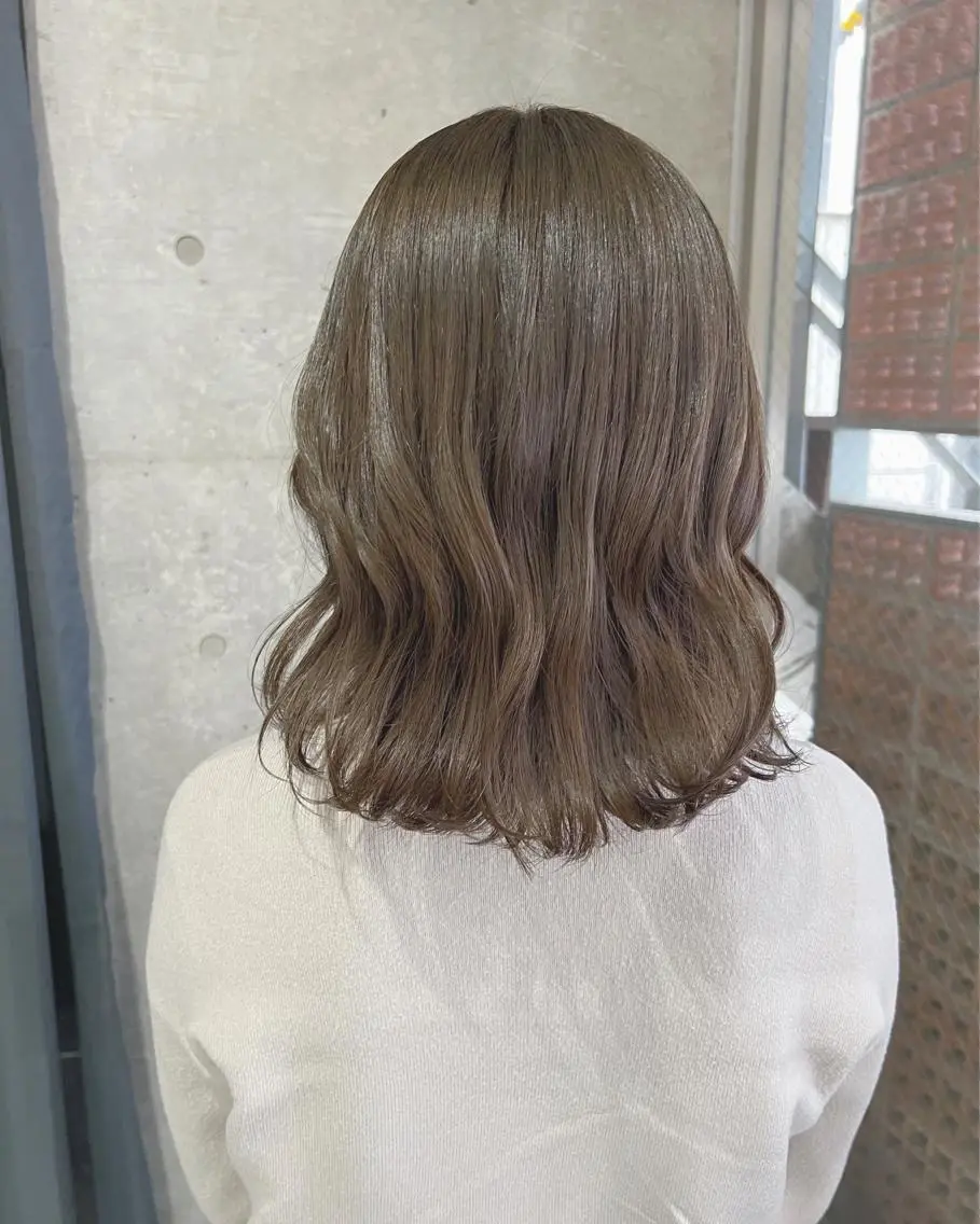 ミディアム カラー ボブパーマコテ巻き風 パーマNo1深江秀平のヘアスタイル