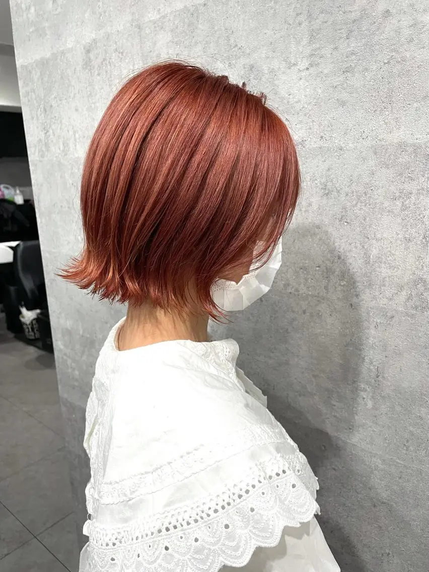 ショート カラー ブリーチ オレンジ _WHITE 天神店 YUMEKA🐻のヘアスタイル