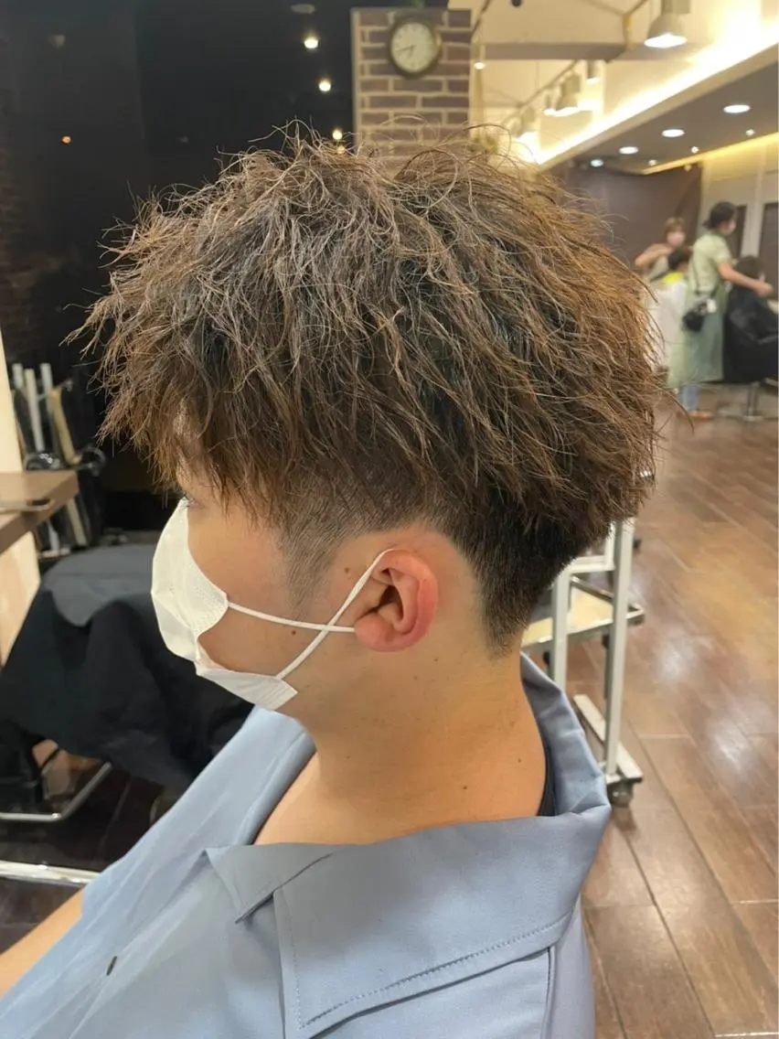 ショート カラー パーマ メンズ アップバング レディースカット いからしゆうたのヘアスタイル