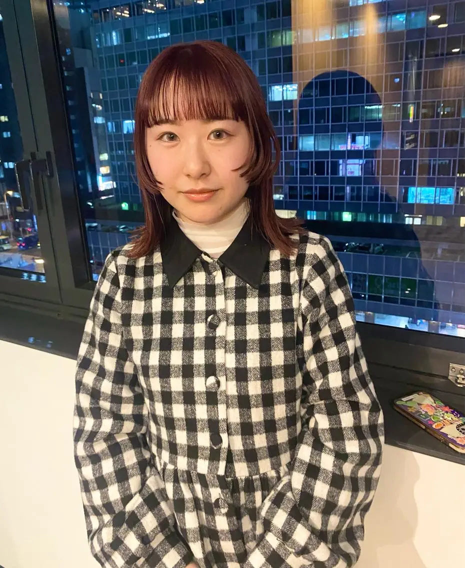 ミディアム カラー パーマ ヘアアレンジ デザインカラー/ボブ ブリーチカラー/ユリのヘアスタイル