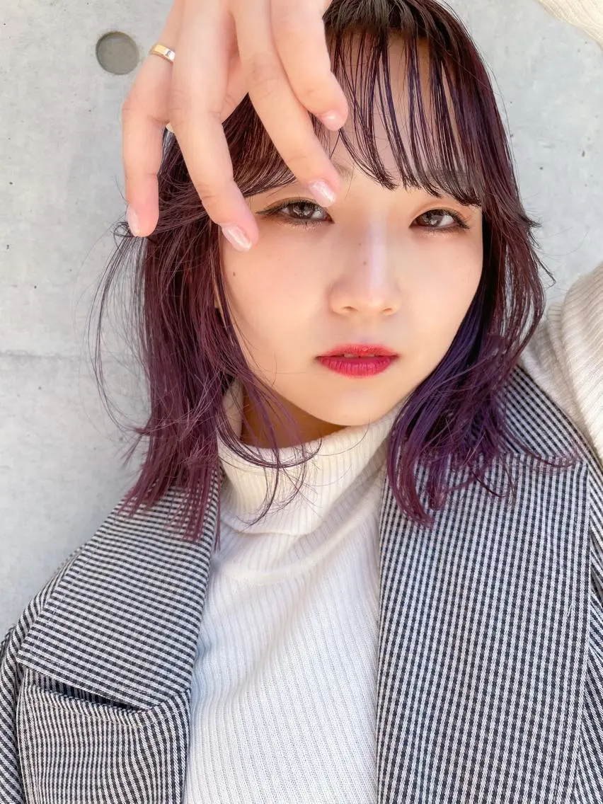セミロング カット ヘアカラー トリートメント nessヤマサキ リュウタのヘアスタイル