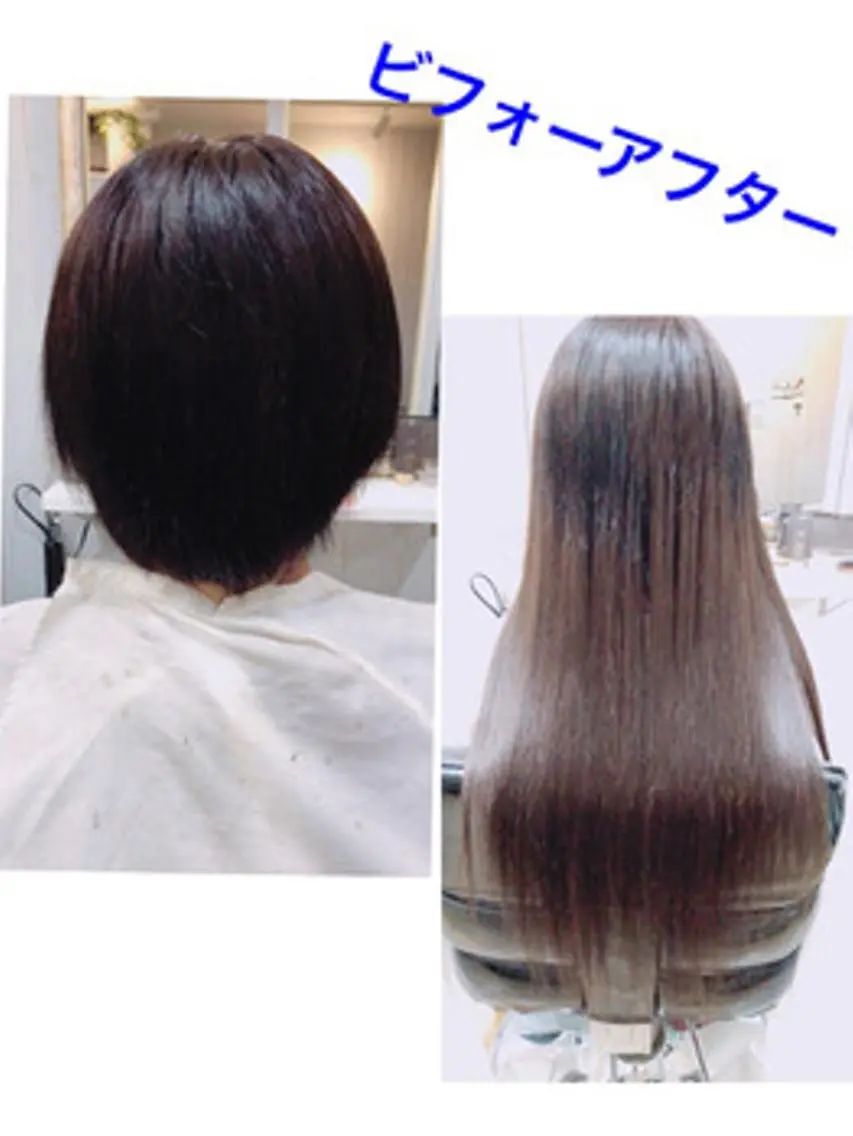 ロング カラー パーマ ヘアアレンジ チビ編み込みエクステ シールEXどぅ〜すのヘアスタイル