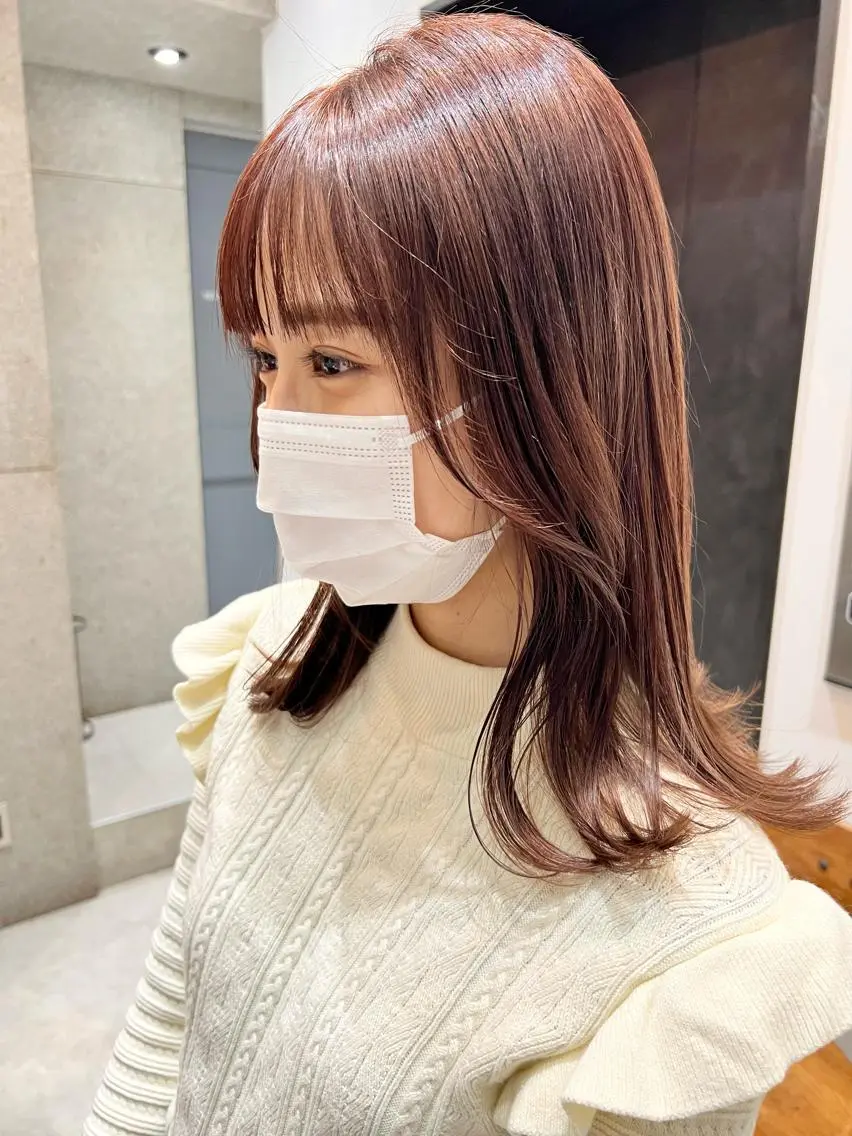 ミディアム カラー ブラウンカラー ピンクカラー ピンクブラウン カット ヘアカラー トリートメント 🌿ニュアンス/髪質 改善🌿Fukudaのヘアスタイル