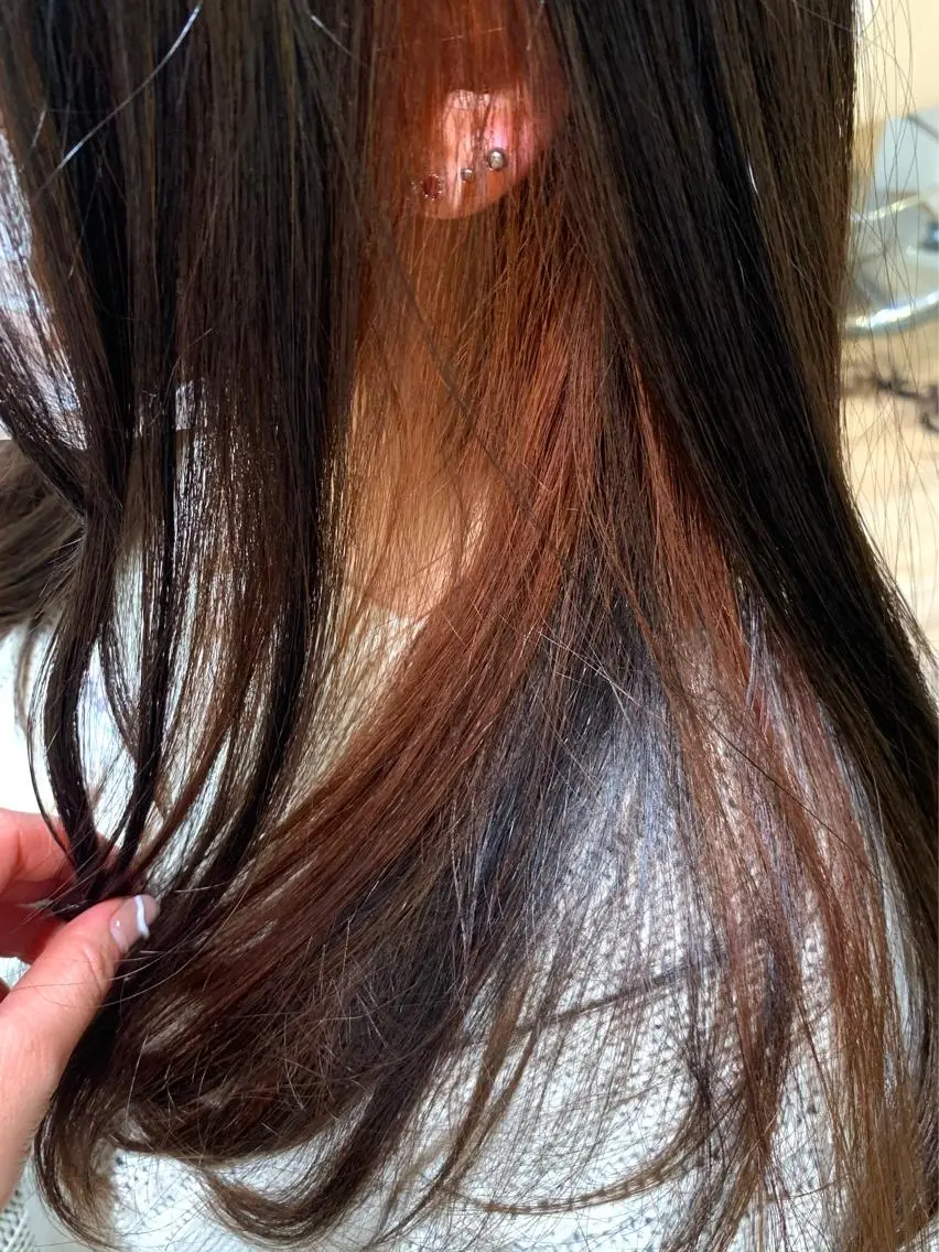 ロング カラー ベージュカラー インナーカラー オレンジ オレンジベージュ ヘアカラー ✨カラー支持No.1 🧸ワキ カナコ🧸のヘアスタイル
