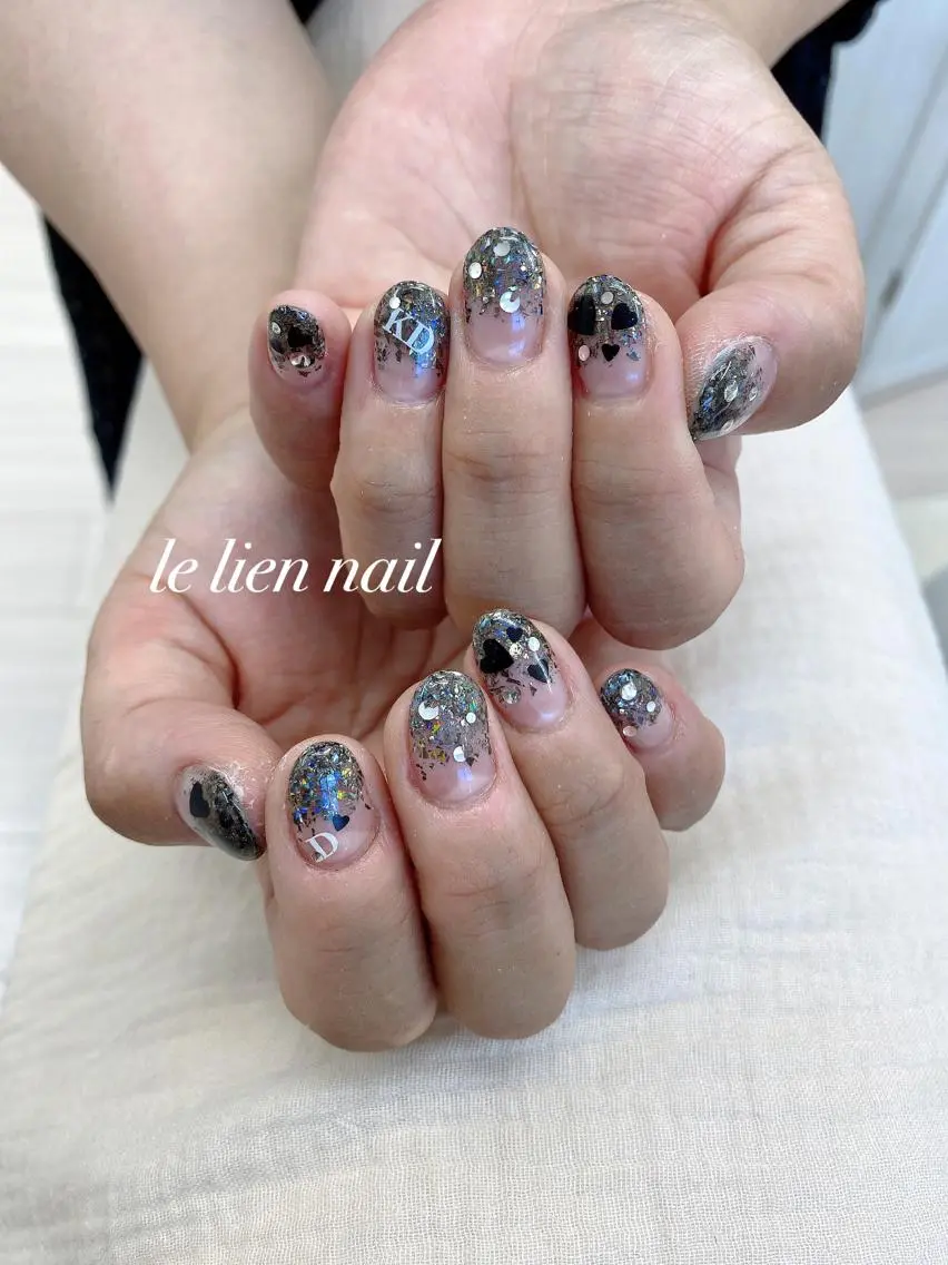 ネイル グラデーション ハート ホログラムネイル ラメ(グリッター) ラメグラデーション le lien nailのネイルデザイン