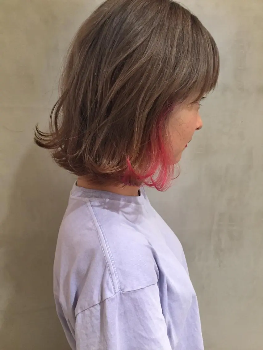 ミディアム カラー ピンクカラー 大西 直人のヘアスタイル