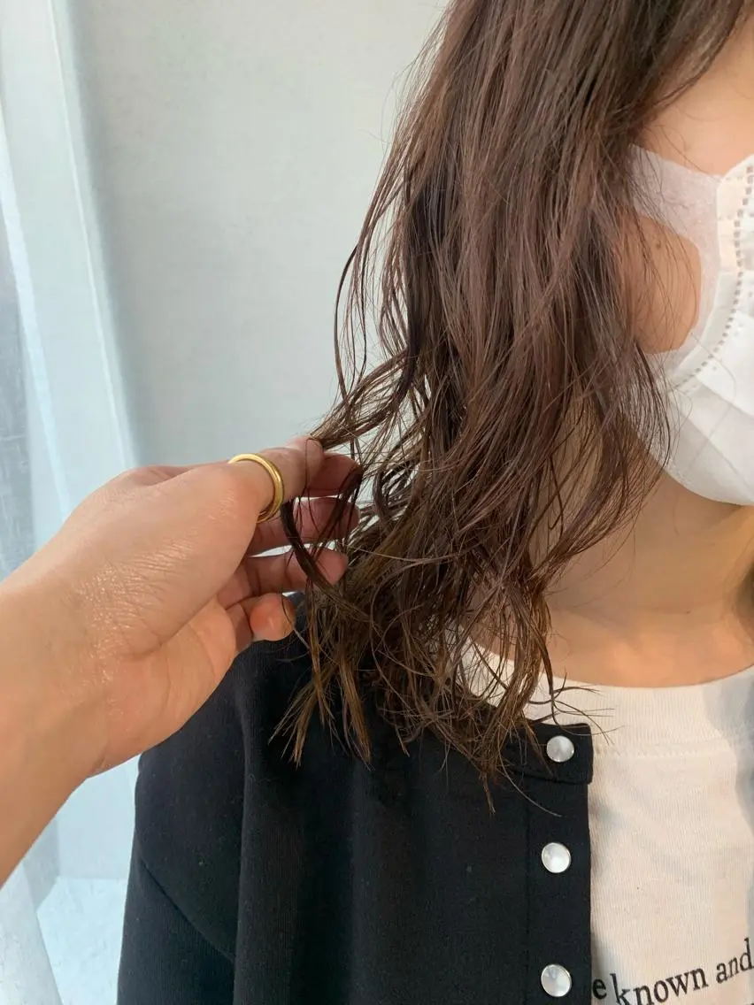 ミディアム カラー パーマ ボブパーマコテ巻き風 パーマNo1深江秀平のヘアスタイル