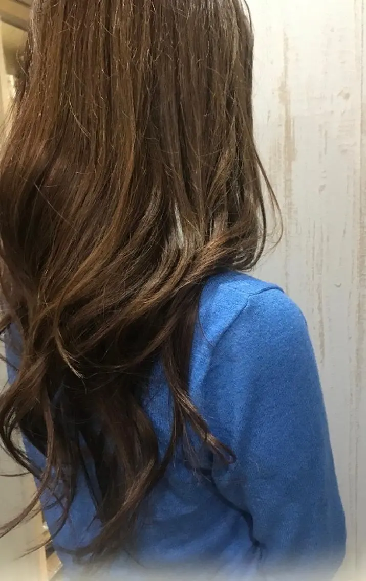 ロング カラー パーマ ヘアアレンジ チビ編み込みエクステ シールEXどぅ〜すのヘアスタイル