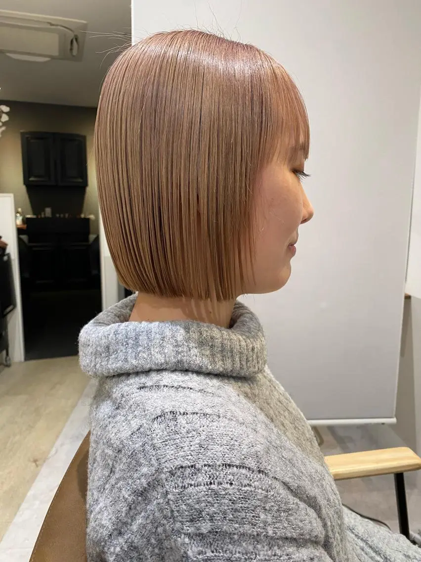 ミディアム カラー ボブ カット トリートメント クロスパーマ🥇韓国 ヘア🇰🇷濵田航希のヘアスタイル