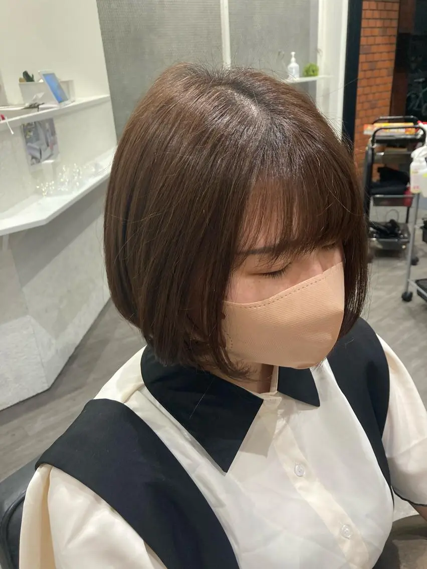 ミディアム ボブ ミルクティー量産💙 💙ブリーチ特化💙のヘアスタイル