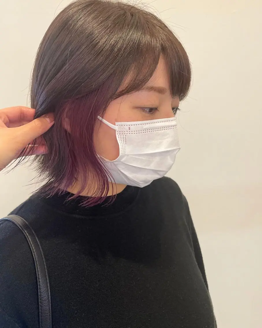 ミディアム カラー イヤリングカラー ラベンダーカラー ピンクカラー ピンクラベンダー ラーム 乃木店のヘアスタイル