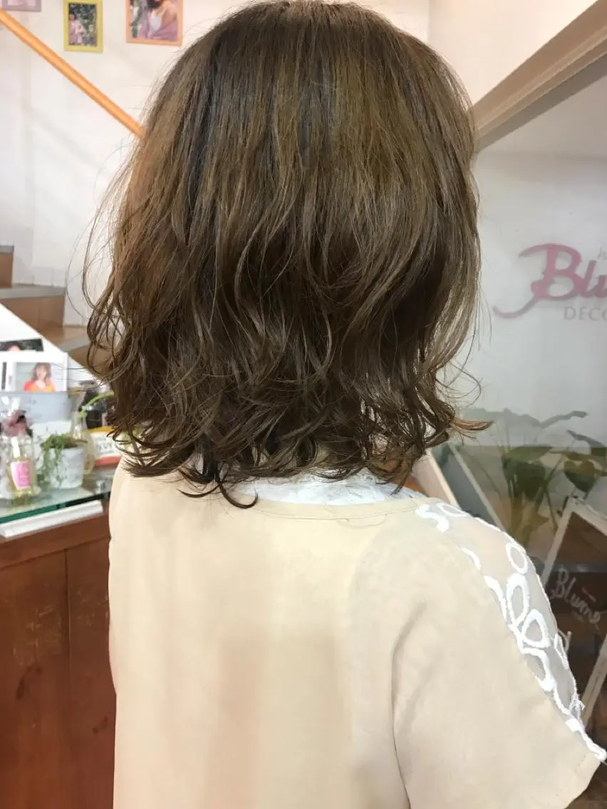 ミディアム パーマ ニュアンスヘア☆樋口 希世☆のヘアスタイル