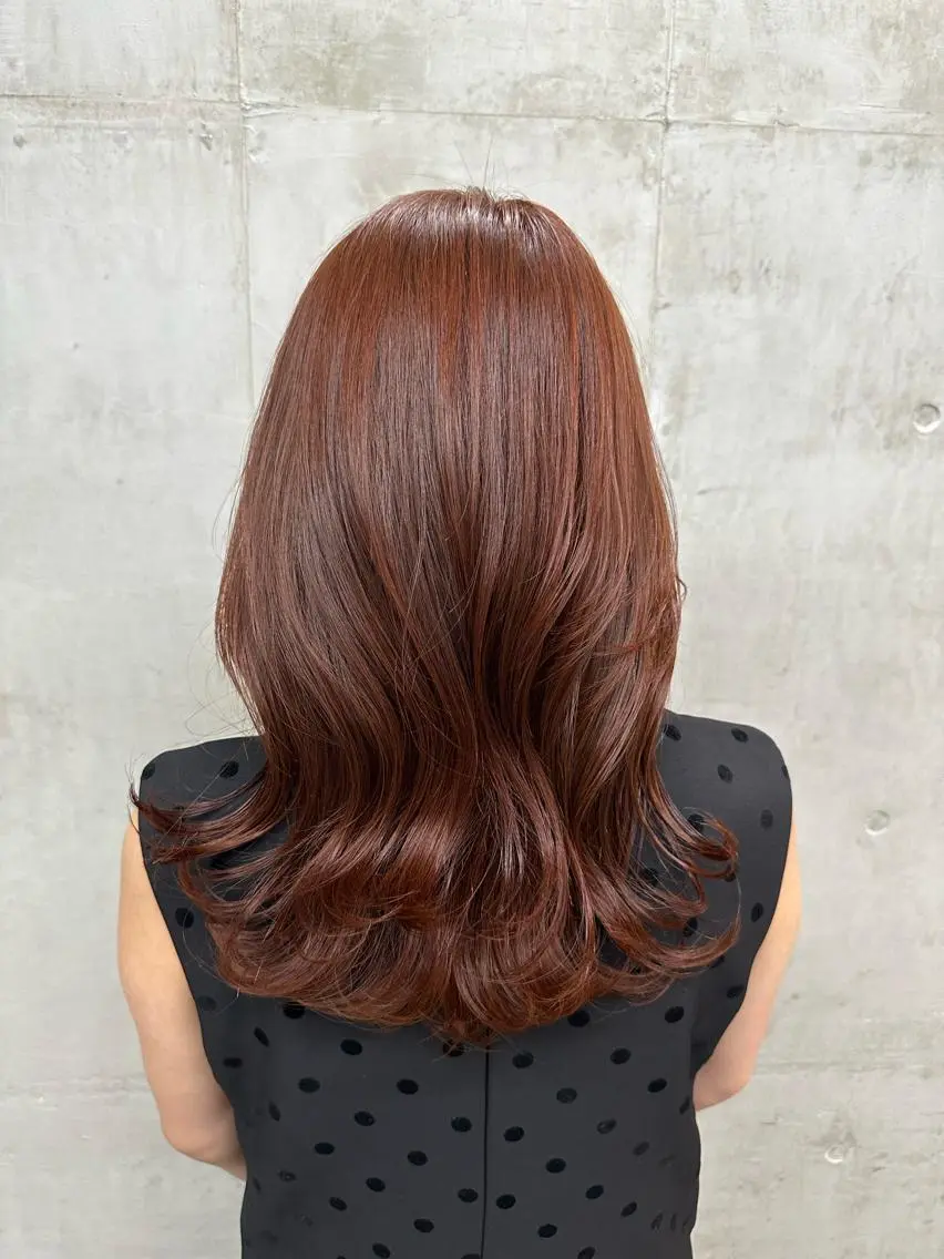 ロング カラー ブリーチ ブラウンカラー ブリーチなしカラー オレンジ オレンジブラウン カットモデル募集中 ／HARUKA🎀のヘアスタイル