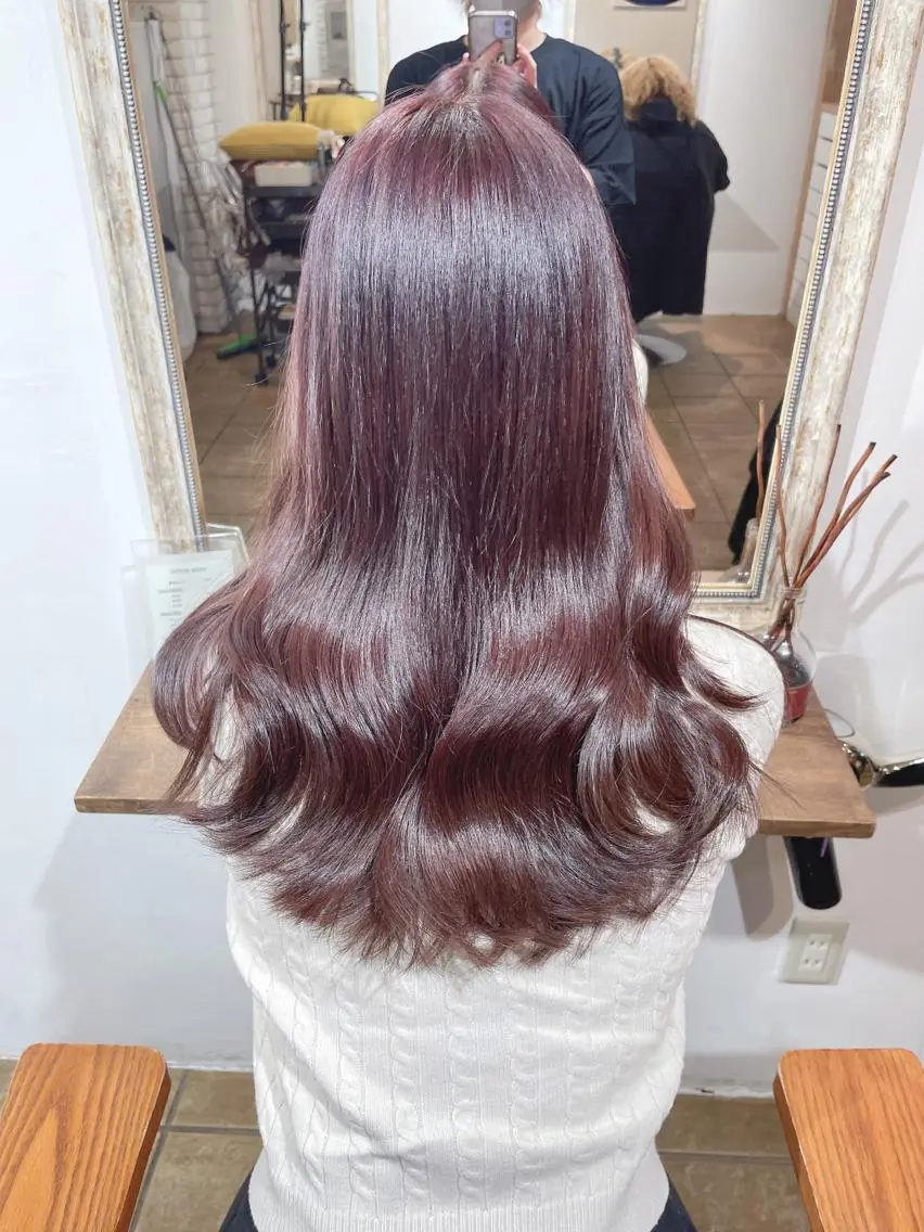 ロング カラー ブリーチ ラベンダーカラー ブリーチなしカラー ピンクカラー ピンクラベンダー ヘアアレンジ にいた かづしげのヘアスタイル
