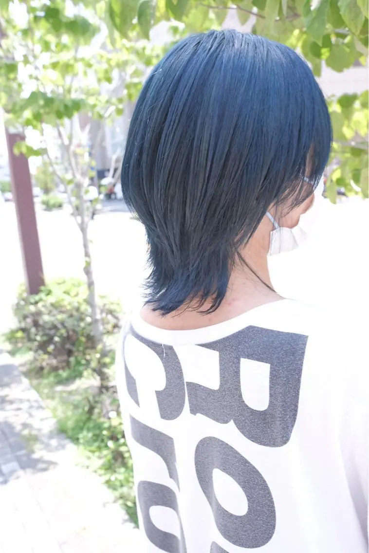 ミディアム カラー ヘアアレンジ ブルーカラー ネイビーカラー カット ヘアカラー 竹内啓太 ボブのヘアスタイル