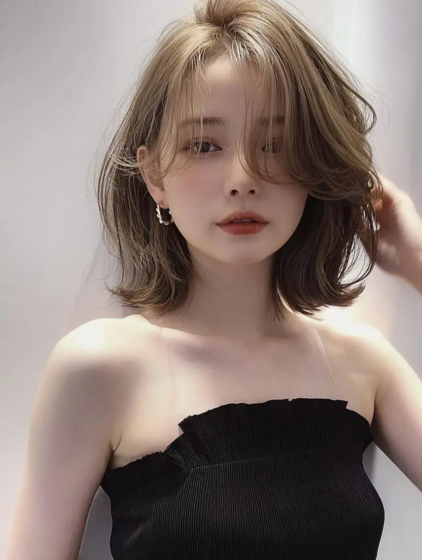 ミディアム ボブ 顔周りカット 髪質改善 韓国風ヘア レイヤーカット カット 艶カラー／レイヤー Nanami🎀のヘアスタイル