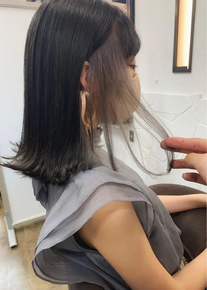 ミディアム カラー グレージュ ヘアカラー トリートメント 矢野 晃平のヘアスタイル