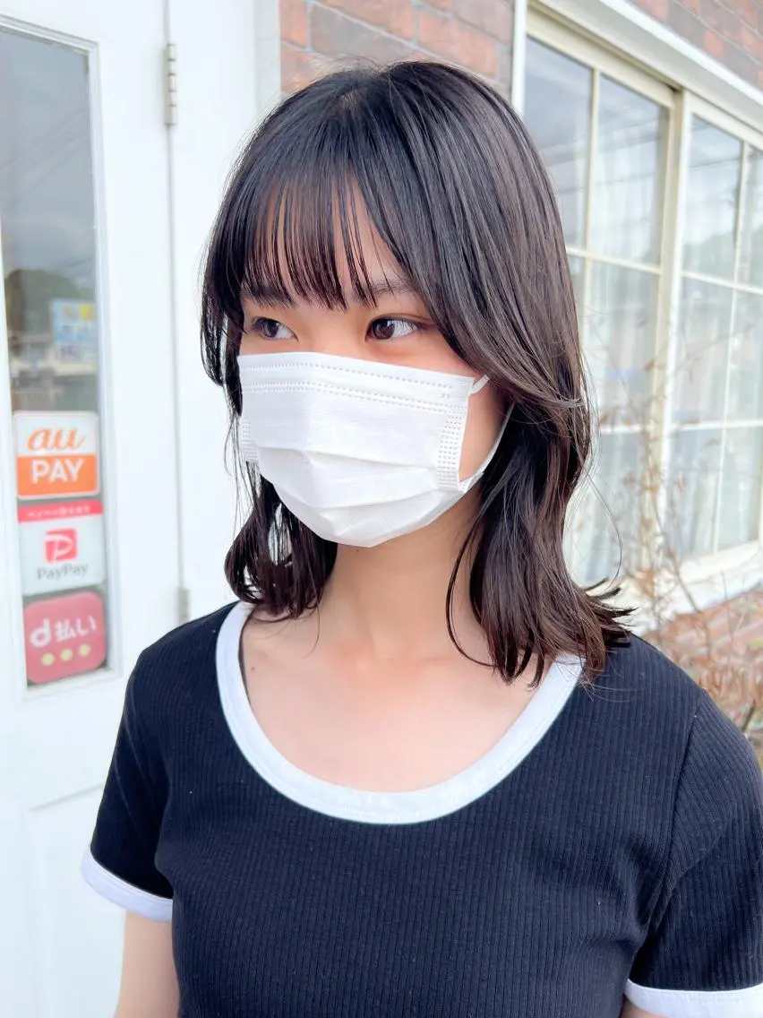 ミディアム デザインカット 顔周りカット YURAGI🤍 SAEのヘアスタイル