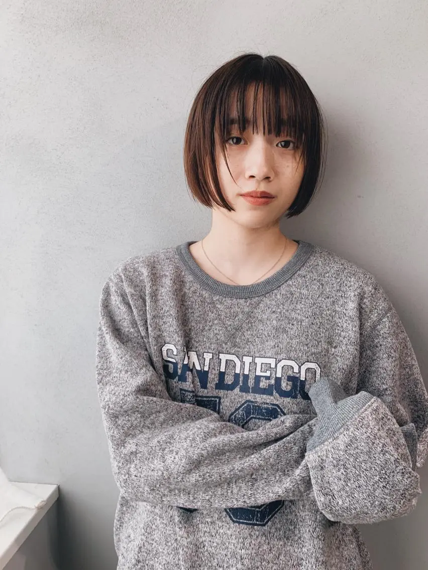 ショート カラー ヘアアレンジ ボブパーマコテ巻き風 パーマNo1深江秀平のヘアスタイル