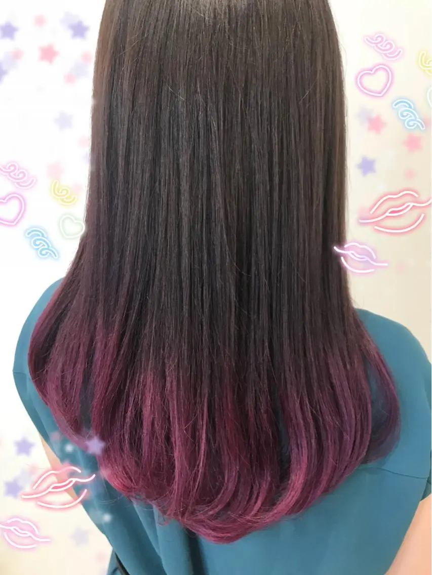 ミディアム カラー グラデーションカラー ピンクカラー パープルカラー 新宿駅近♡個室 ♡関口三都季🌜のヘアスタイル
