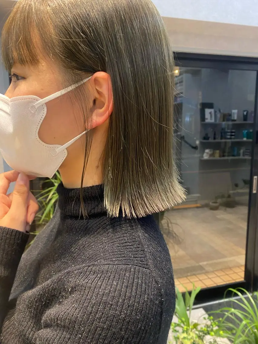 ミディアム カラー ブリーチ ブリーチなしカラー ✳︎透明感カラー✳︎ ボブ✳︎nanaのヘアスタイル
