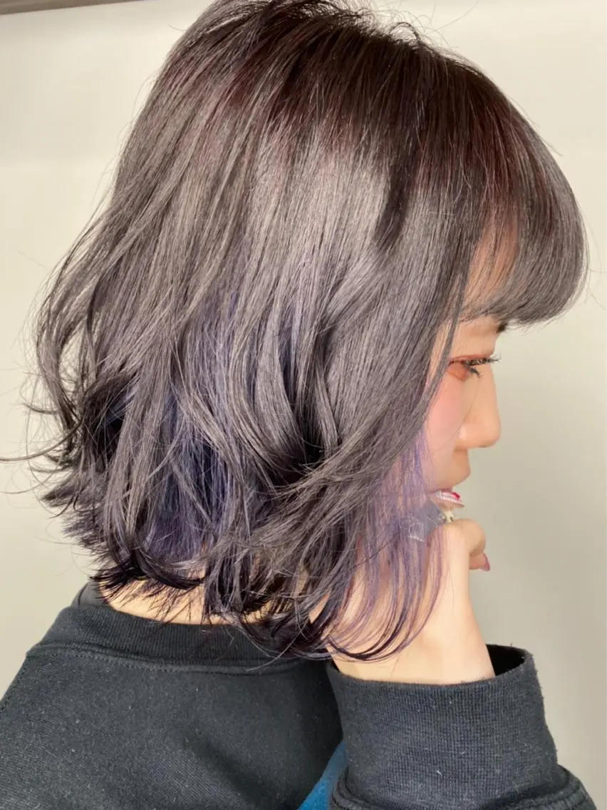 ミディアム カラー バイオレットカラー カラー特化サロン茶屋 町Furukuboのヘアスタイル