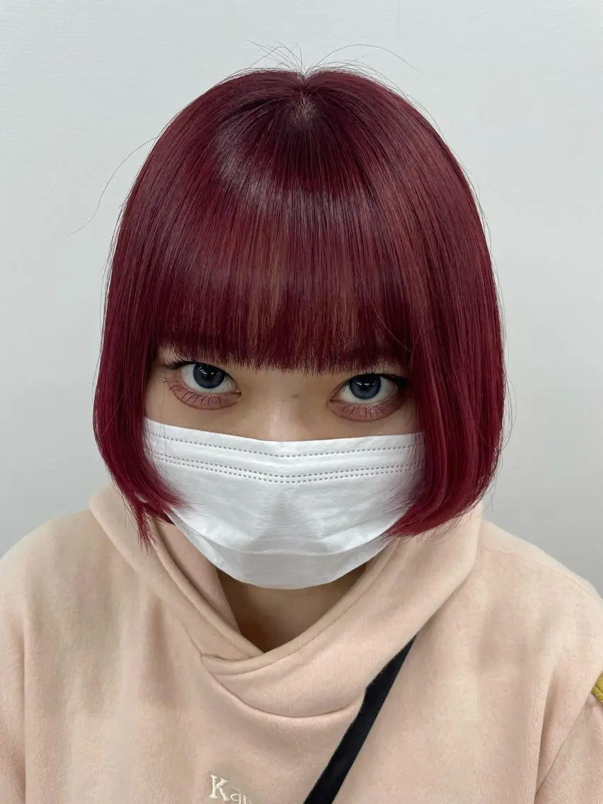 カラー ブリーチ レッドカラー オノ アカネのヘアスタイル
