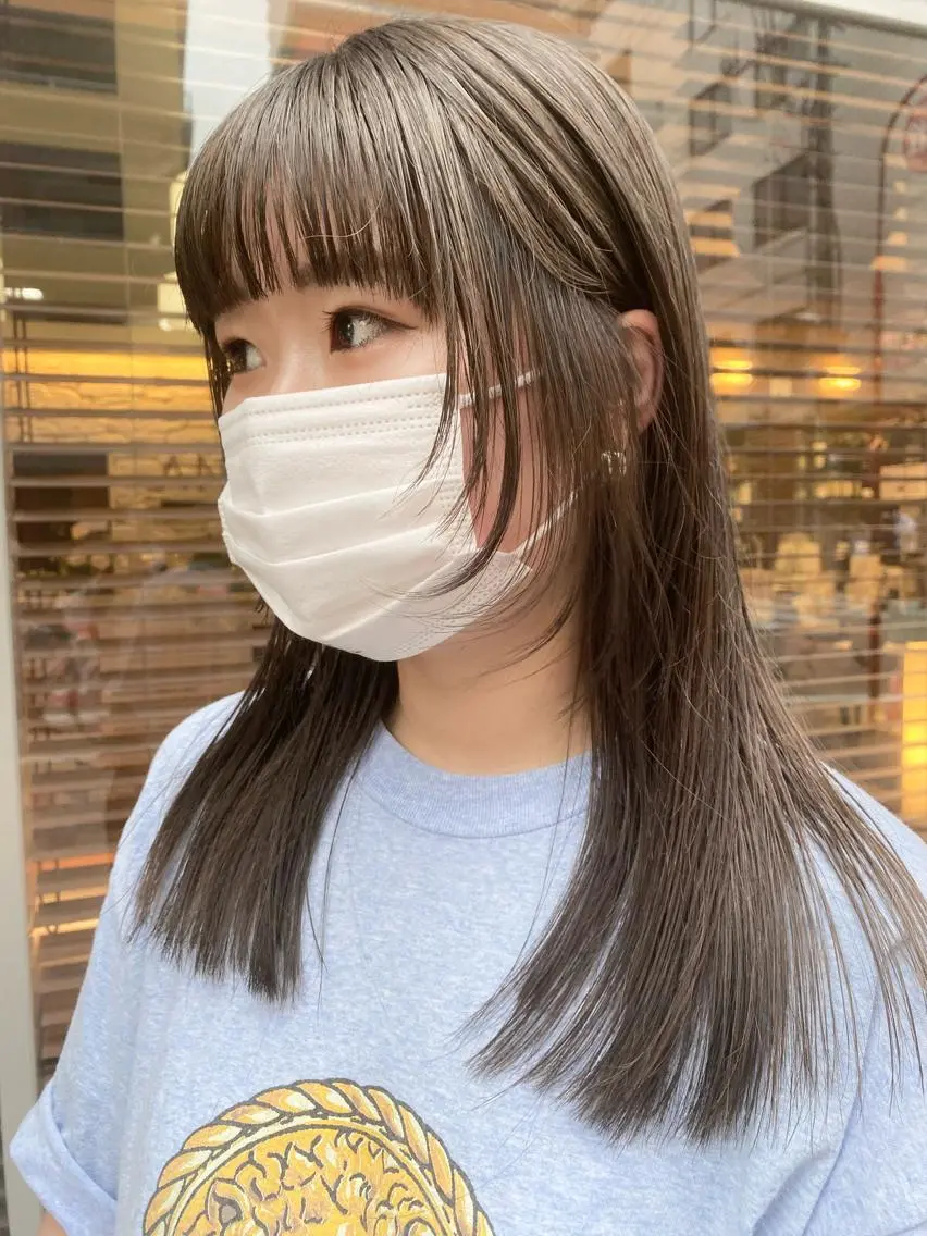 ロング カラー ヘアアレンジ 顔周りカット 溝口 ひなこのマツエク・マツパデザイン