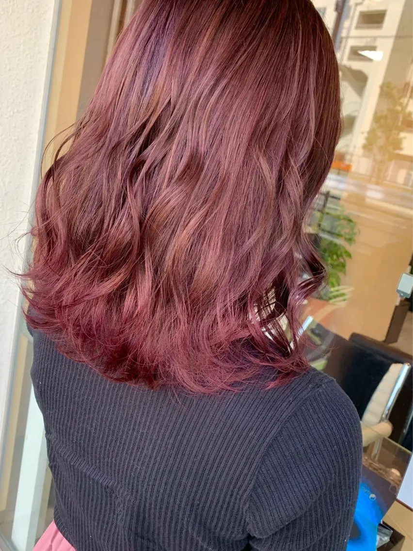 ミディアム カット ヘアカラー レイヤー/艶髪カラー 森本くるみのヘアスタイル