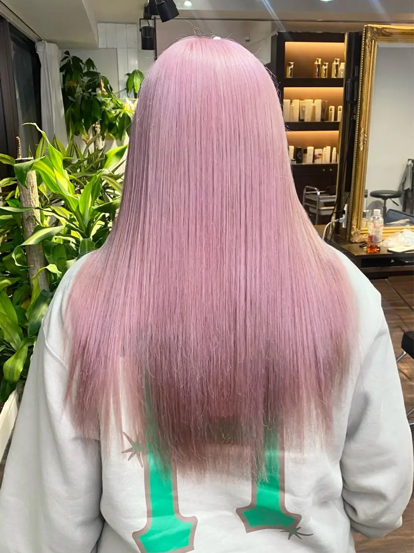 ロング カラー ヘアアレンジ ダブルカラー ハイトーンカラー ピンクカラー レイヤーカット×髪質 改善🇰🇷シオリのヘアスタイル