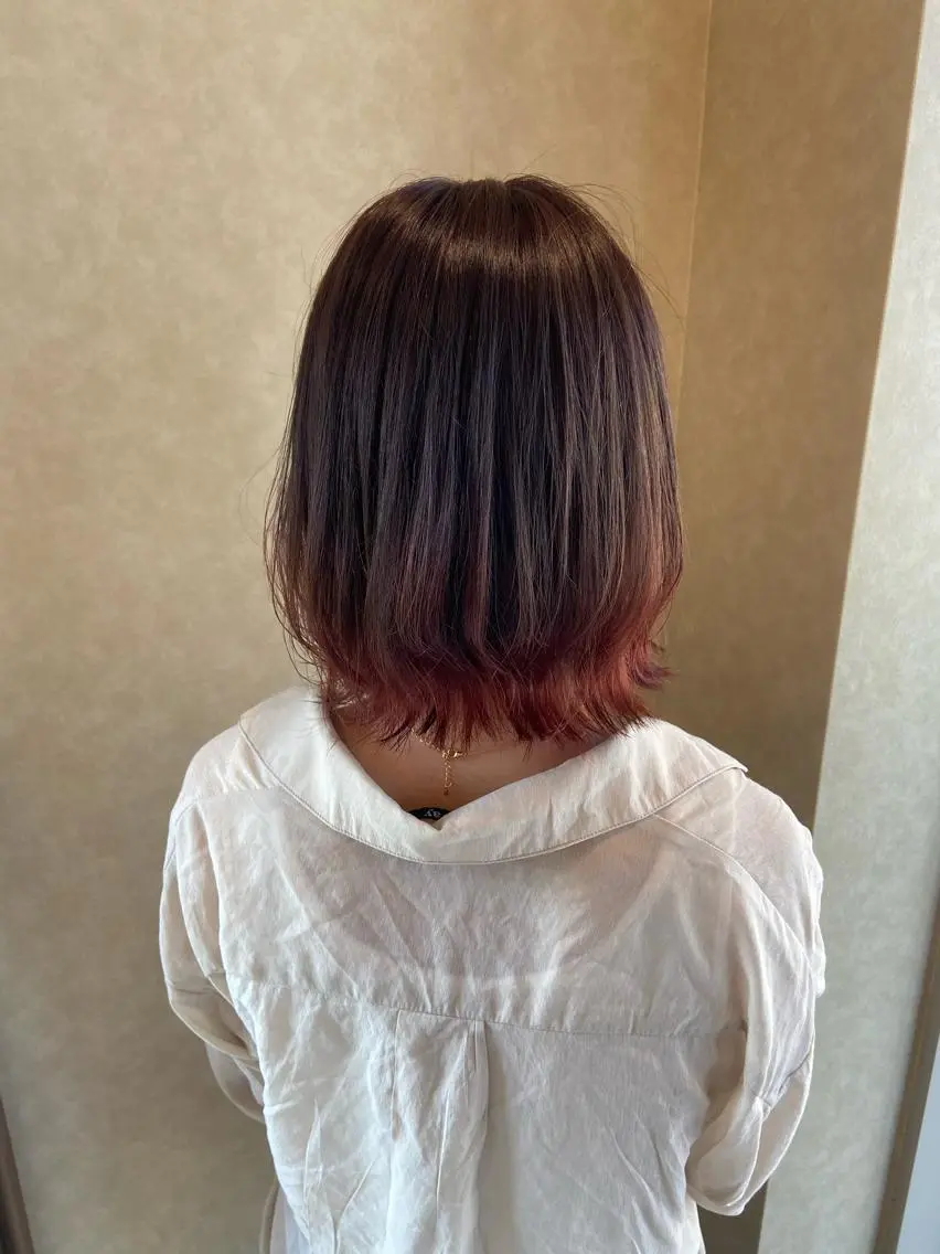 ミディアム カラー ブリーチ ピンクカラー 小林 亜紀のヘアスタイル