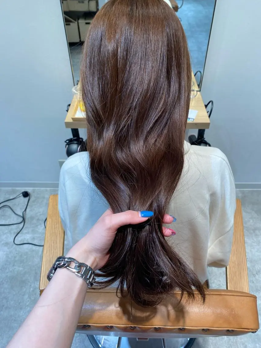 ロング カラー ブリーチ ブリーチなしカラー カット ヘアカラー トリートメント オスズ 🎀´-のヘアスタイル