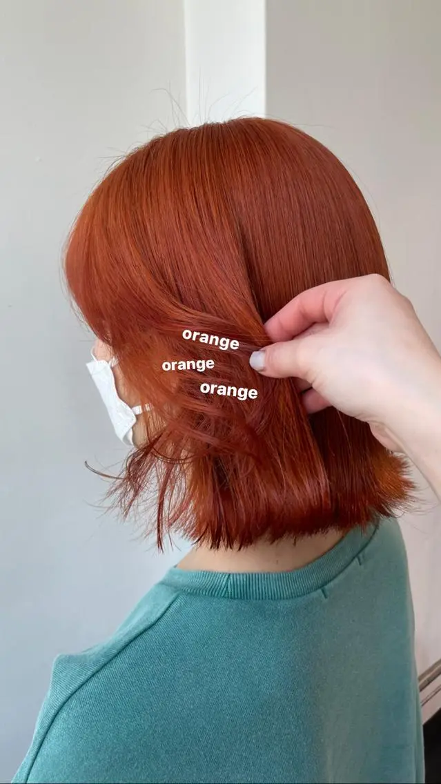 セミロング カラー ブラウンカラー オレンジ 愛結 暖色カラー🎀🩰のヘアスタイル