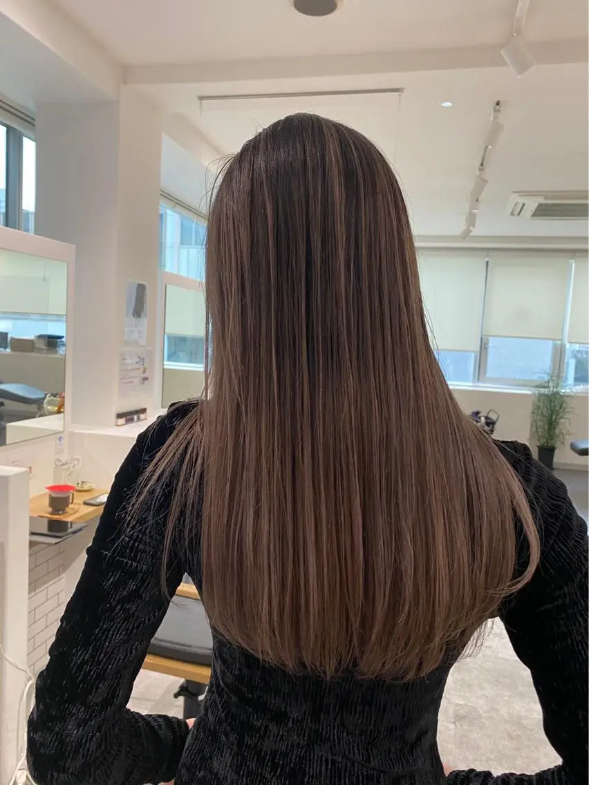 ロング カラー ベージュカラー ピンクカラー ピンクベージュ 京都美容師 塩のヘアスタイル