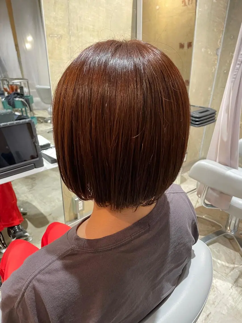 ショート カラー ブラウンカラー オレンジ オレンジブラウン 韓国ボブ👩🇰🇷 小野絢未のヘアスタイル