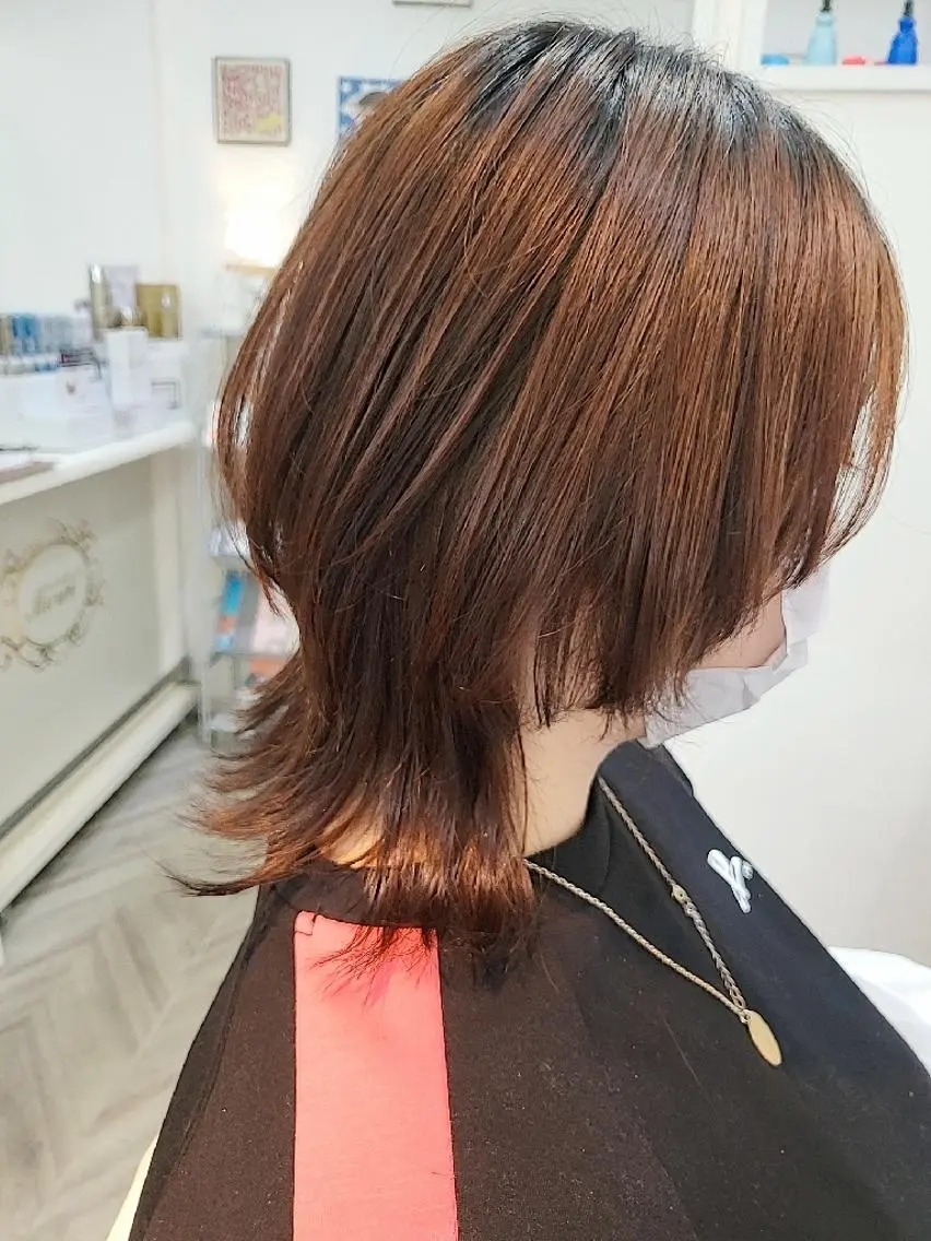 ミディアム ヘアアレンジ ウルフカット カット トリートメント ナカシマ  アユミのヘアスタイル