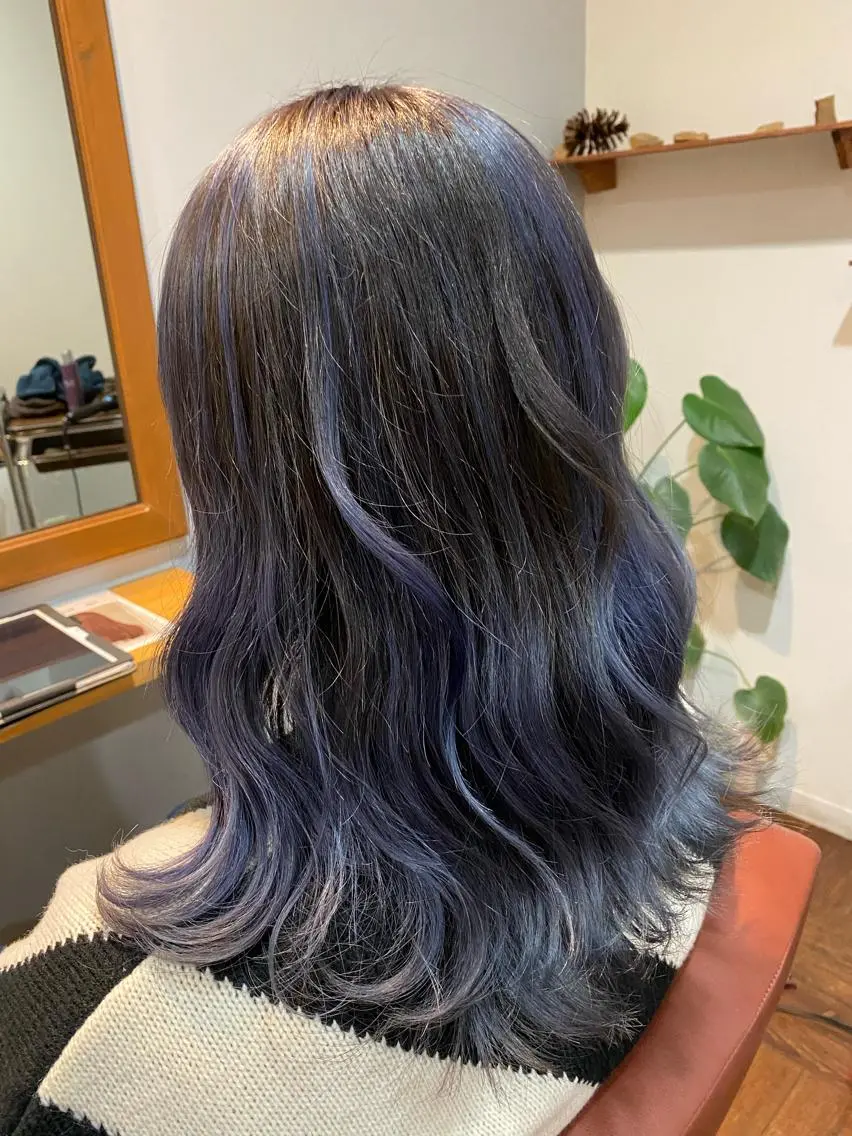 セミロング カラー セミロングパーマ ハイライトカラー ハイトーンカラー ハイライト ウルフカット GAKU/仙台/ メンズ/ブリーチのヘアスタイル