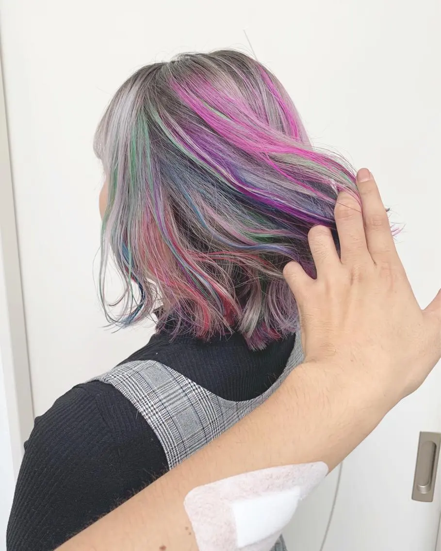 ショート カラー ブリーチ ユニコーンカラー インナーカラー/天神 ブリーチ/吉田のヘアスタイル