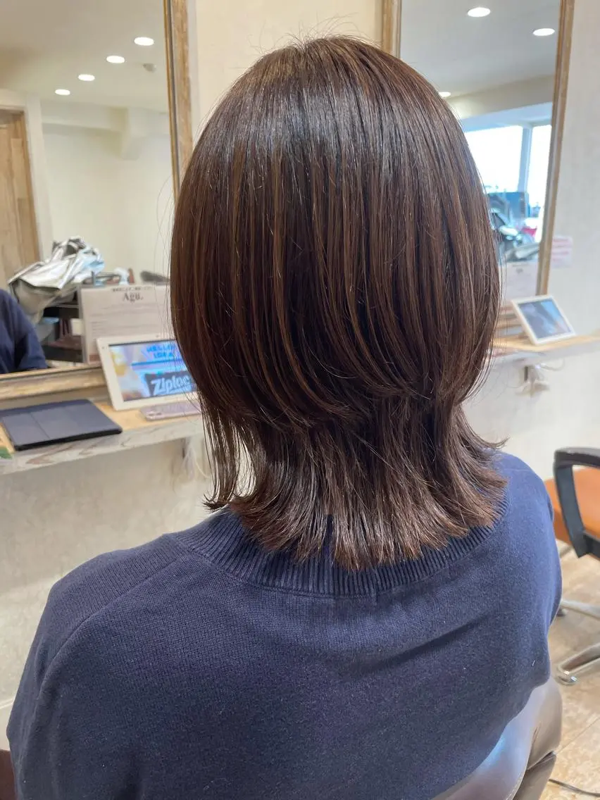 ミディアム カラー カット ヘアカラー 小顔/似合わせカット 杉山莉菜のヘアスタイル