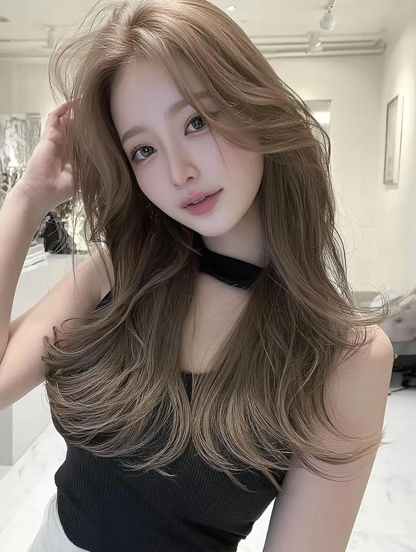 セミロング 顔周りカット 髪質改善 韓国風ヘア レイヤーカット カット ヘアカラー FOCUS JAPAN2のヘアスタイル