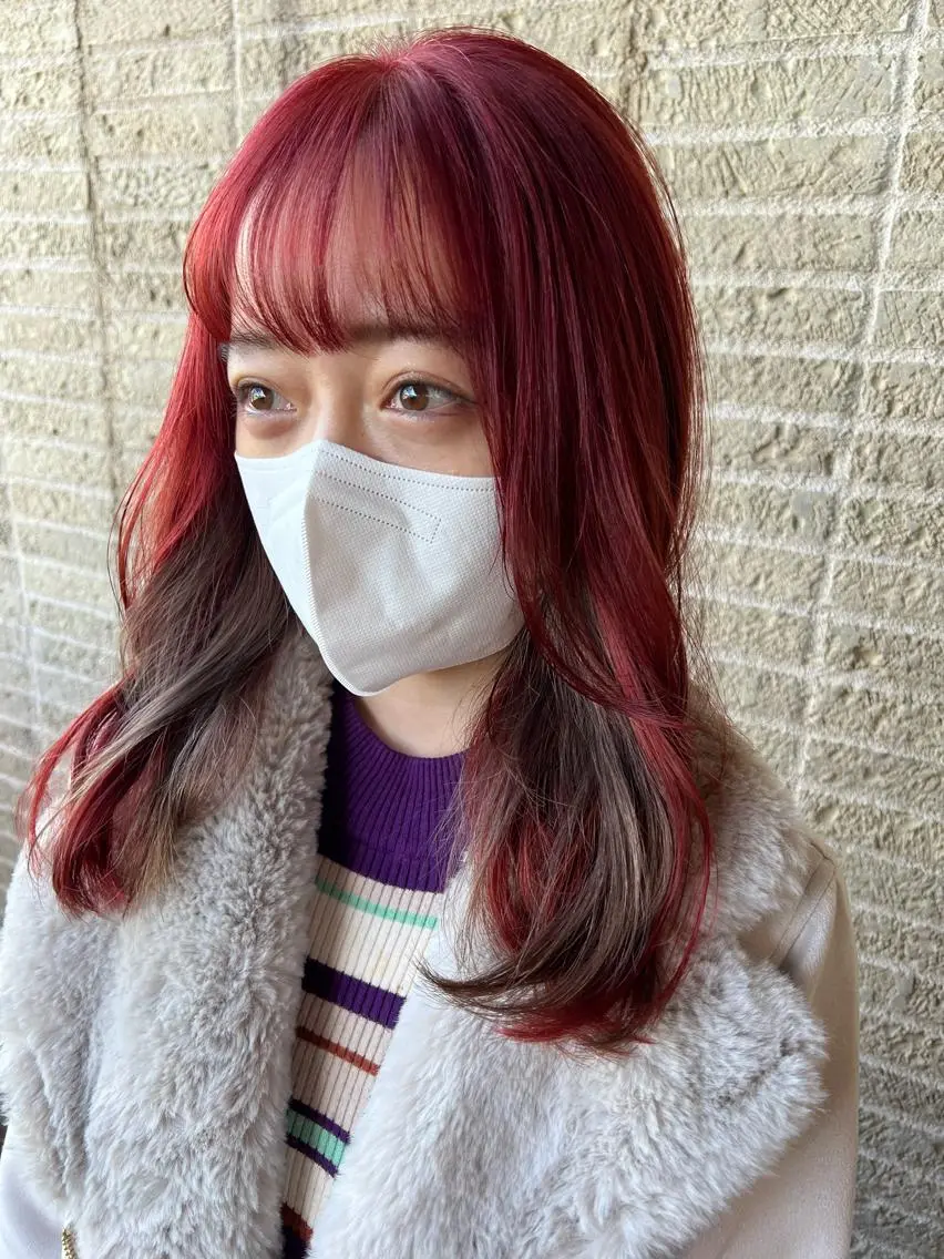 ミディアム カラー パーマ ヘアアレンジ 加藤 綾華のヘアスタイル