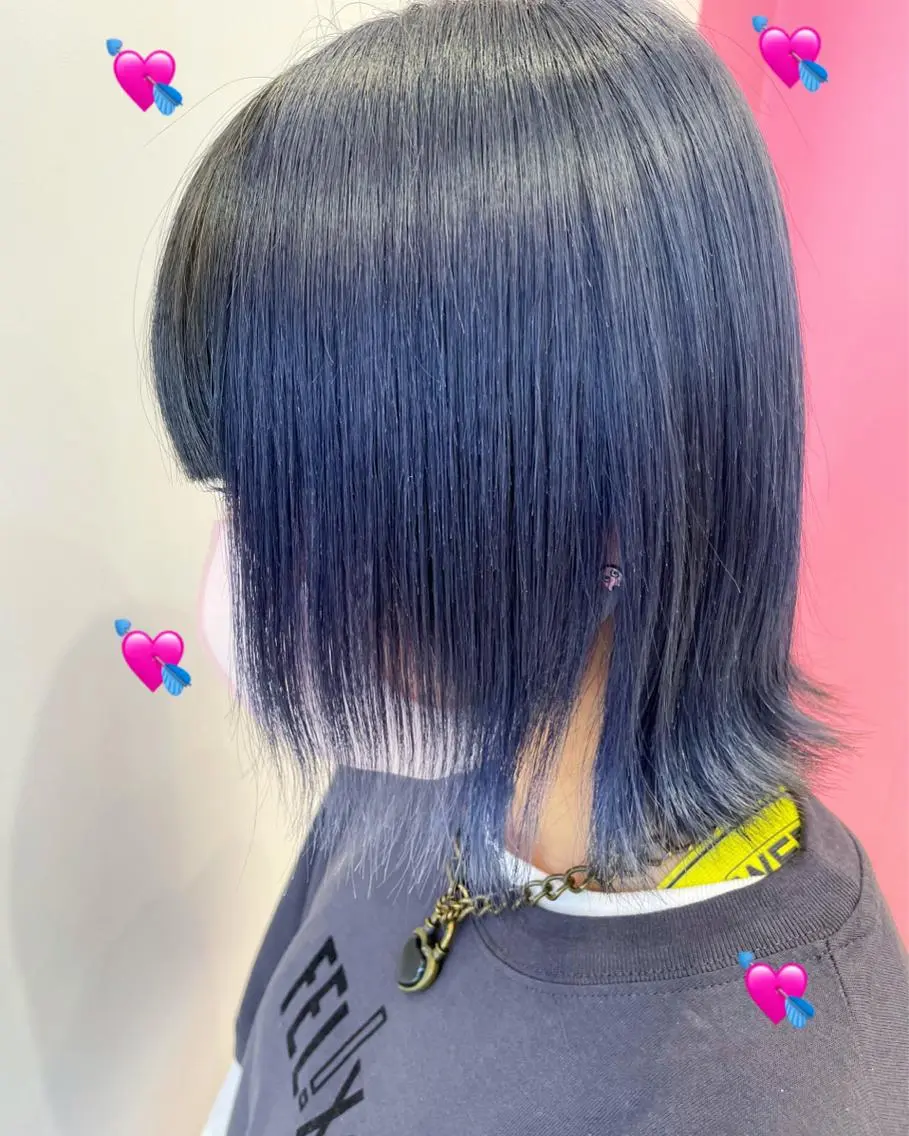 ショート カラー デザインカラー ネイビーカラー 新宿駅近♡個室 ♡関口三都季🌜のヘアスタイル