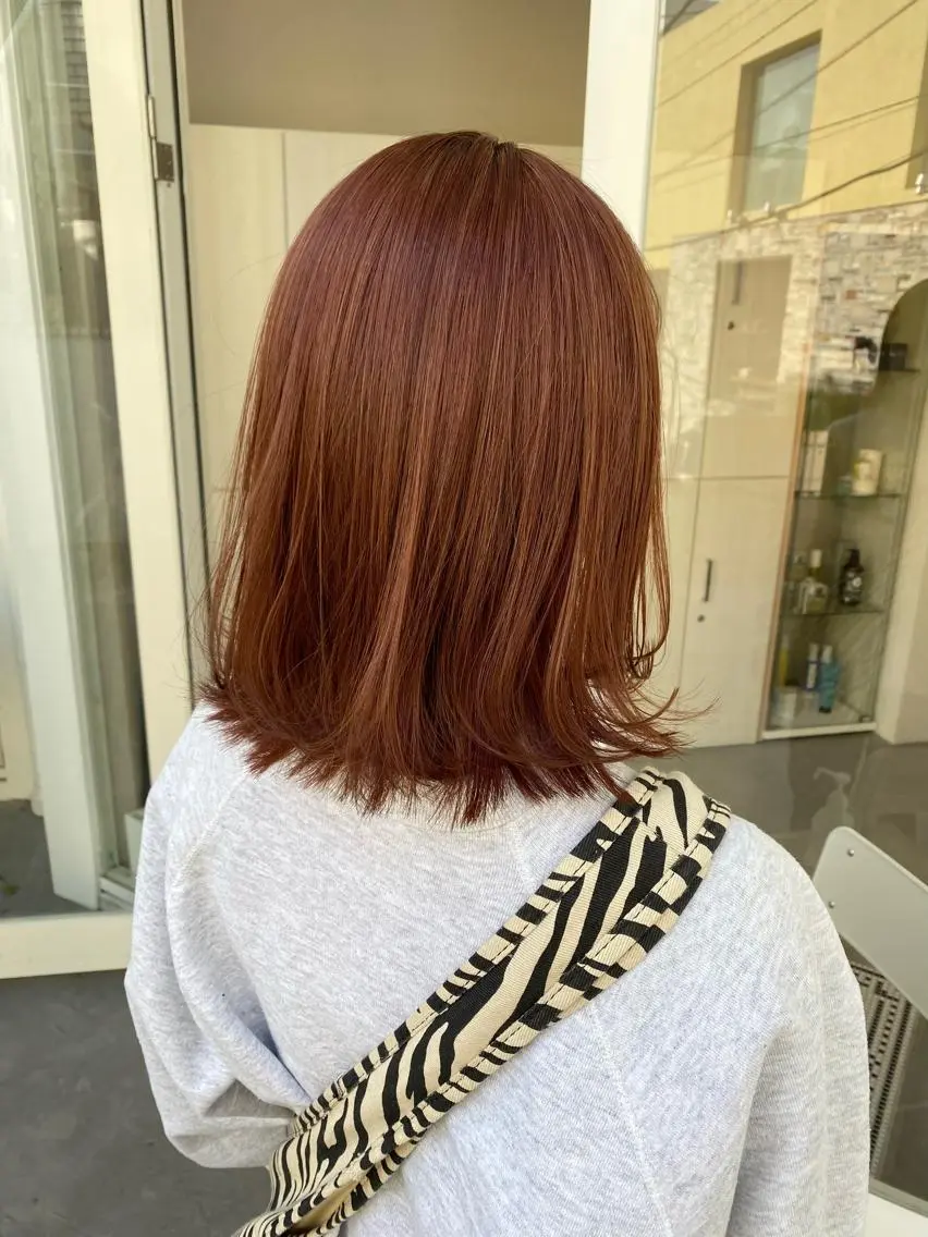 ミディアム カラー ブラウンカラー オレンジ オレンジブラウン ハイトーン×似合わせ 🌱中川慎之介のヘアスタイル