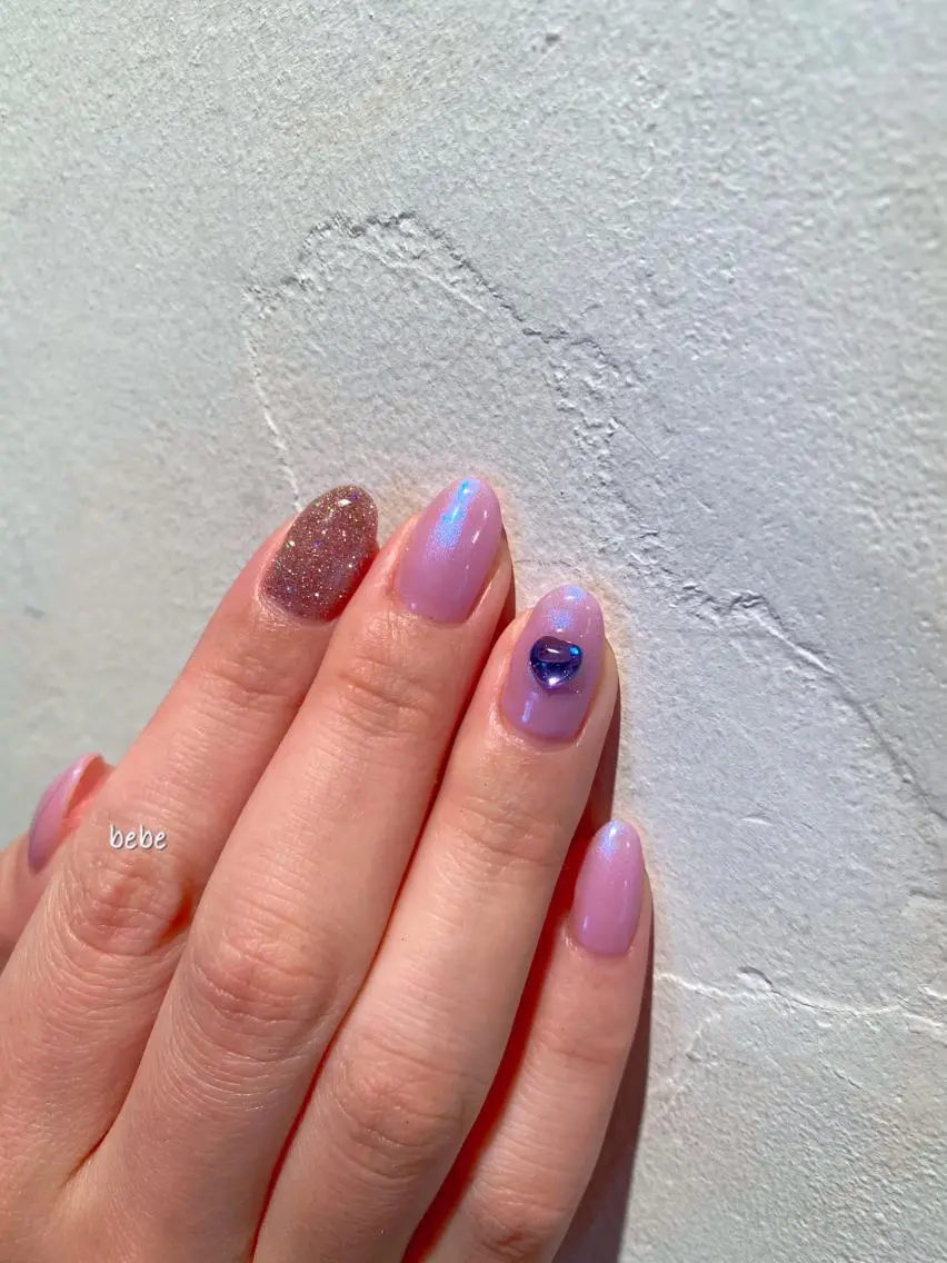 ネイル ラメ(グリッター) ワンカラーネイル バレンタイン ハンドネイル Ann nailのネイルデザイン