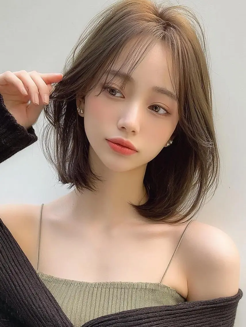 ミディアム 顔周りカット 髪質改善 韓国風ヘア レイヤーカット カット ヘアカラー FOCUS JAPAN2のヘアスタイル