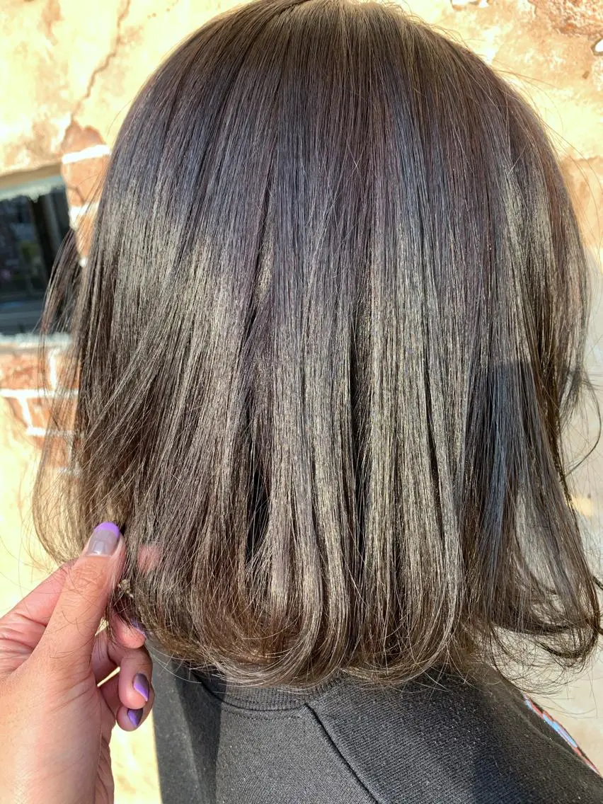 ミディアム カラー 黒髪 ブルーカラー ブルーブラック 透明感カラー 艶カラー/ Nanamiのヘアスタイル