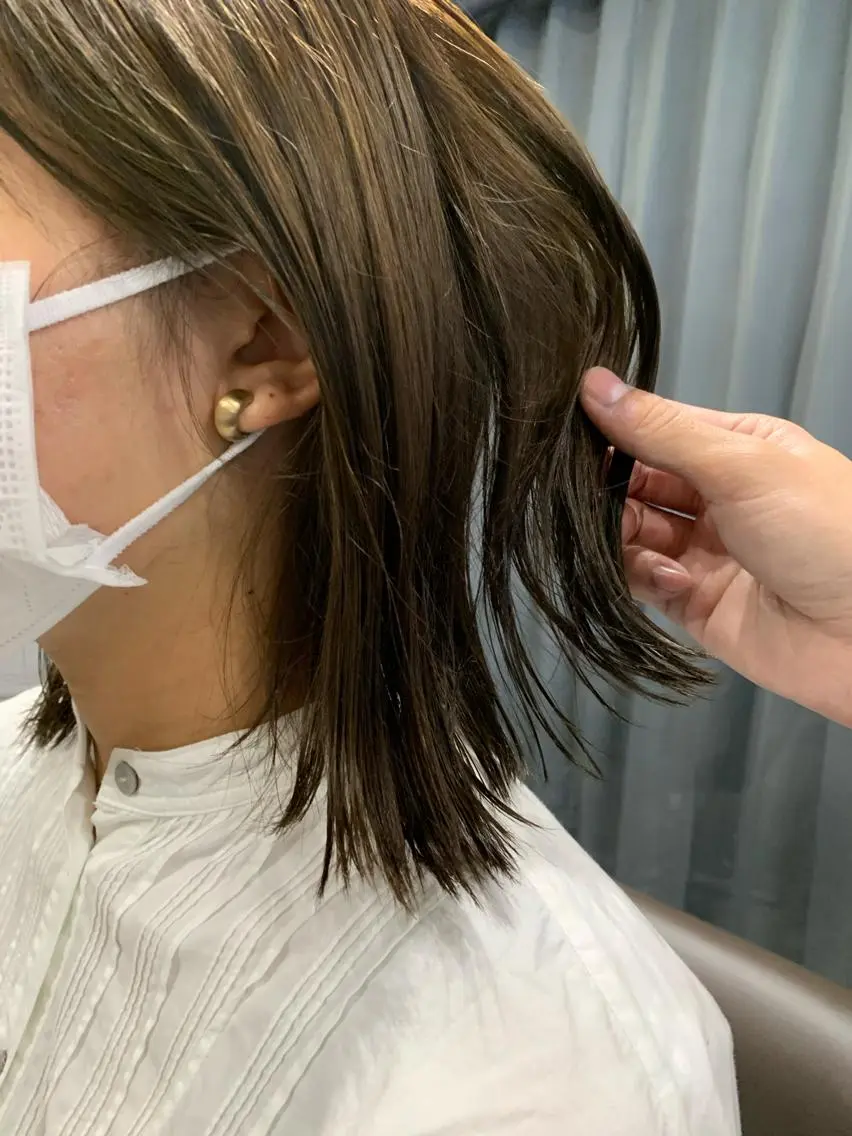 カラー ボブパーマコテ巻き風 パーマNo1深江秀平のヘアスタイル
