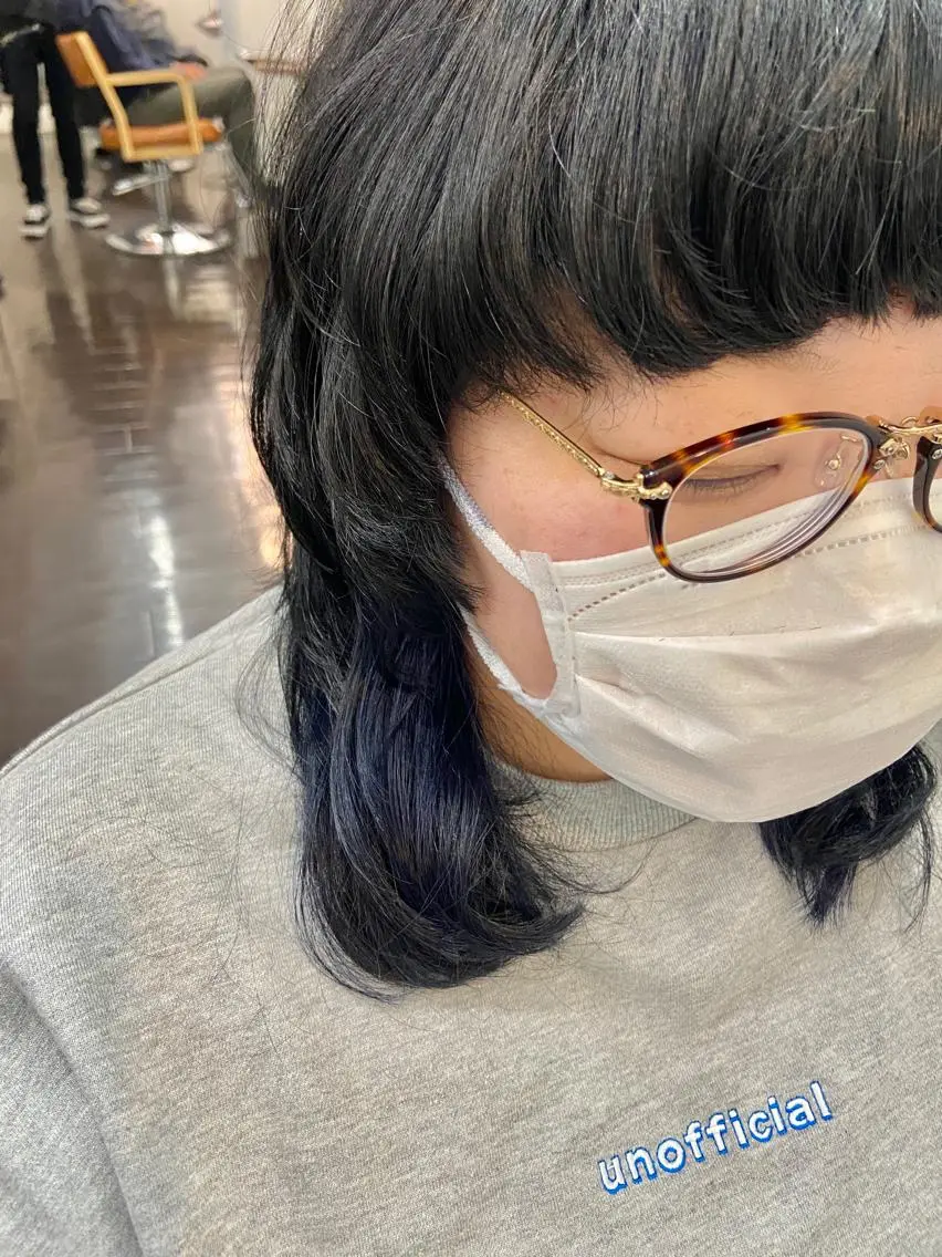ショート カラー パーマ ヘアアレンジ メンズ キッズ ネイル マツエク・マツパ ブルーカラー ブルー 久木原 ゆりのヘアスタイル