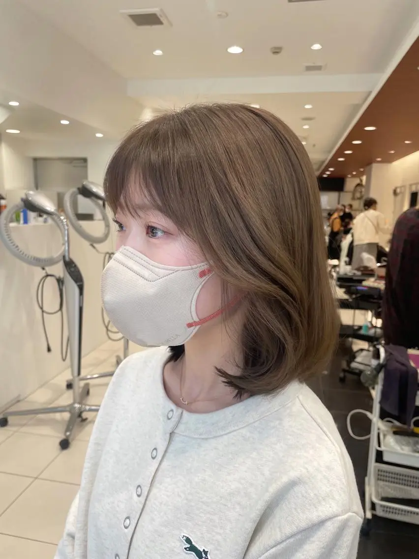 ミディアム カラー ベージュカラー ボブ BiBi    武田 あやのヘアスタイル